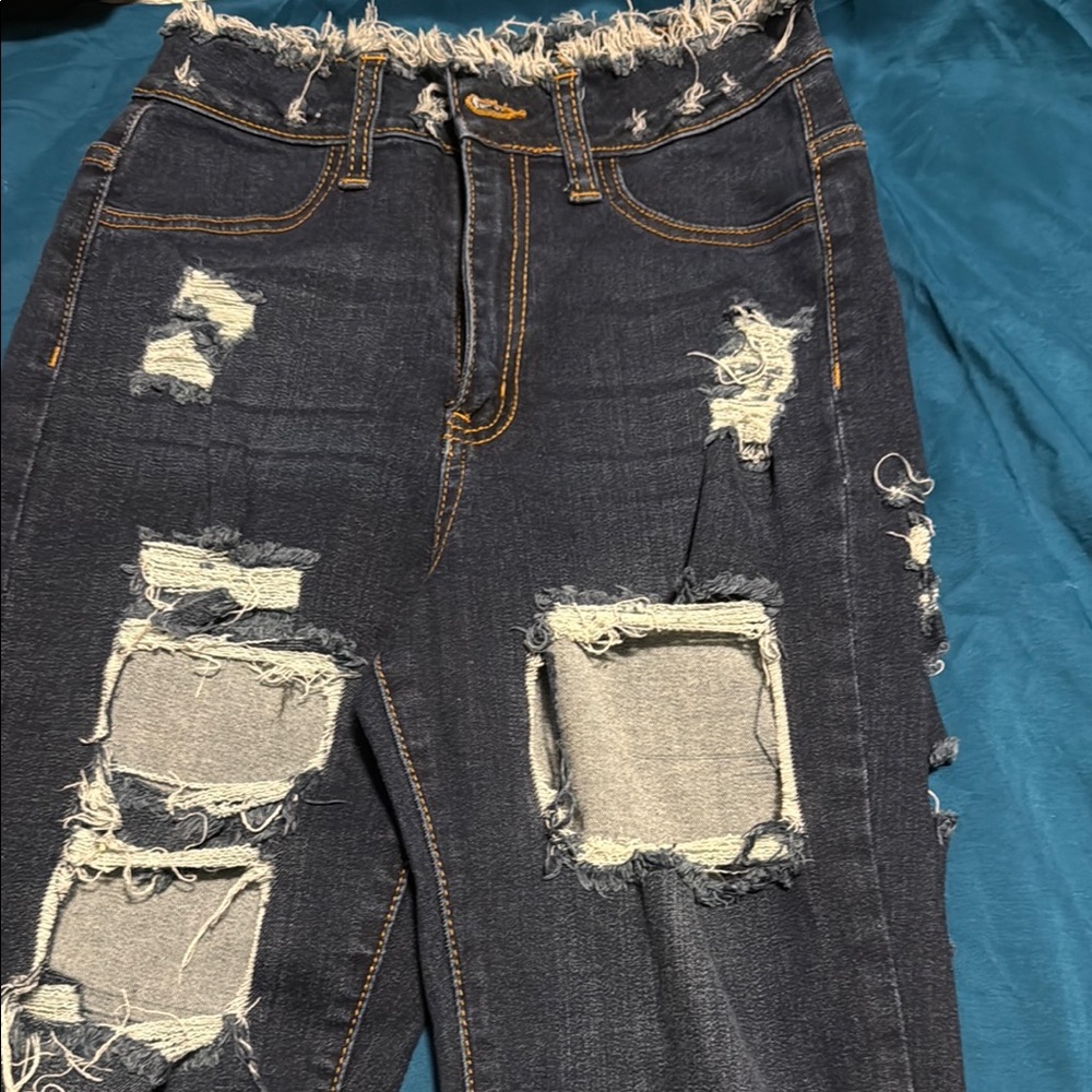 Blue Skinny Distressed Jeans